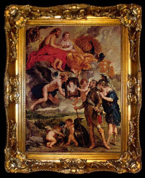 framed  Peter Paul Rubens Heinrich empfangt das Portrat Maria de Medicis, ta009-2